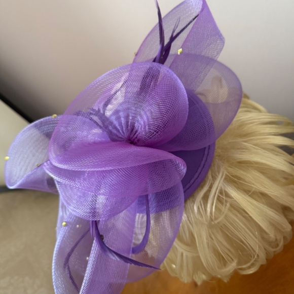 Fascinator, Purple, Headband Style, No Defects - Picture 2 of 4